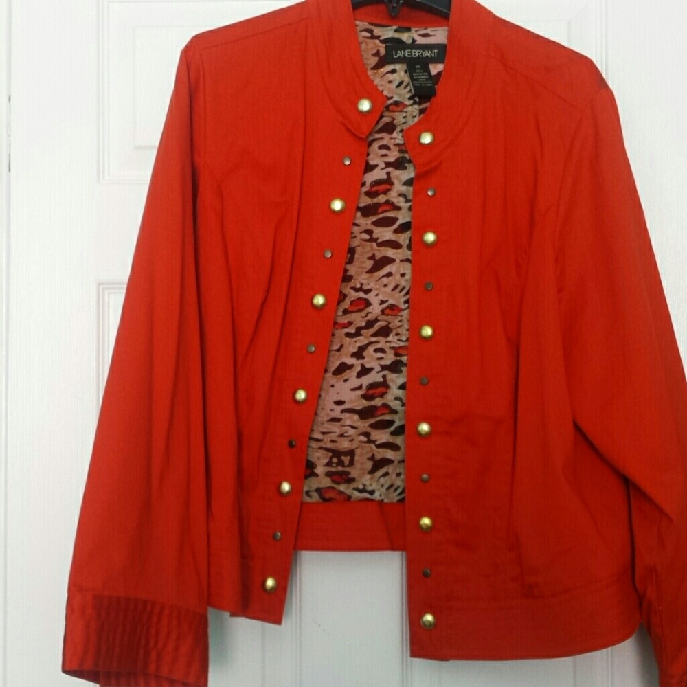 Orange Lightweight Jacket w/ Animal Print Lining
